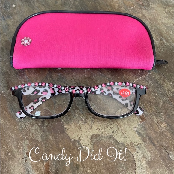 NWT Pink Leopard 2.50 Bling Reader Glasses & Case - Picture 2 of 8